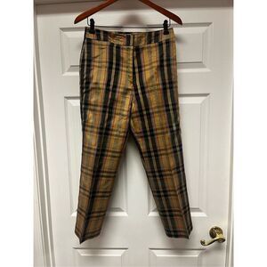 Vision Apparel Tan & Black Plaid 100% Silk Pants sz  6 EUC